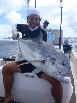 ポンペイで釣り上げられたGT(ロウニンアジ)